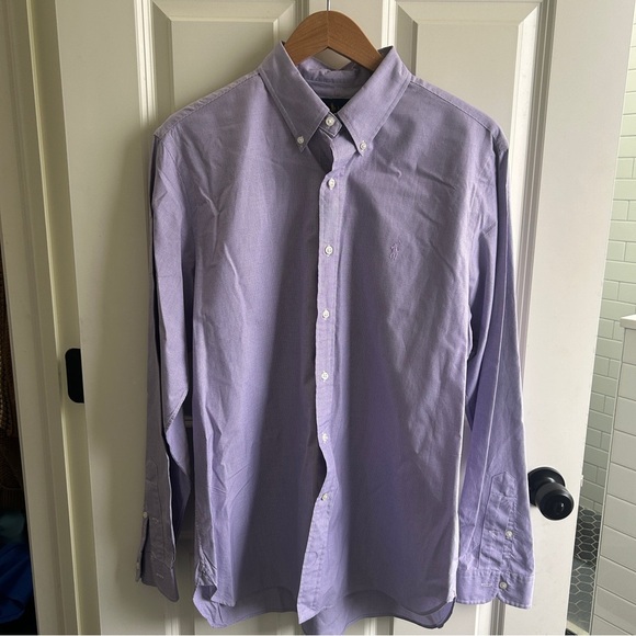 EUC Polo Ralph Lauren Men's Purple gingham  Button-Down Shirt size 16 1/2 /42 - Picture 1 of 8